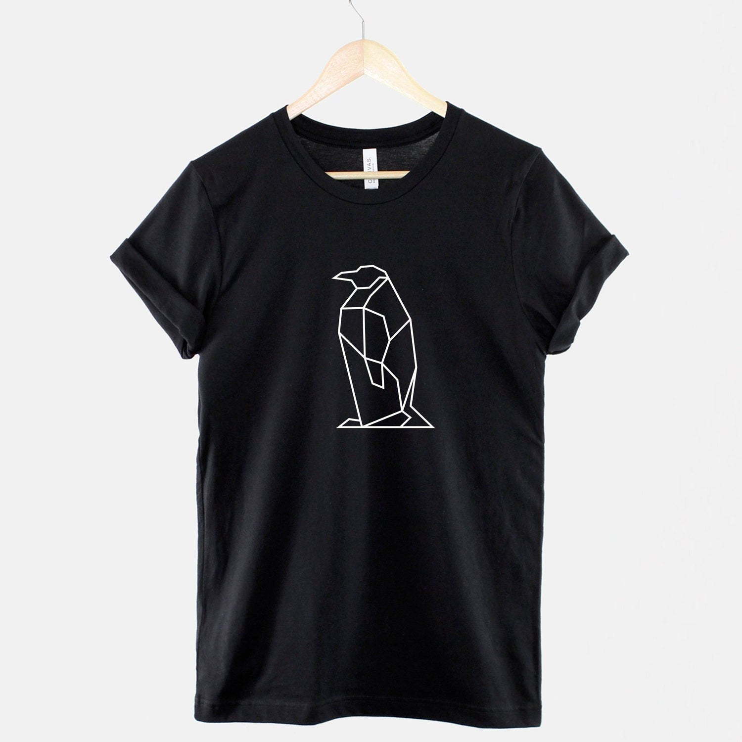 Geometric Penguin T-Shirt: Minimalist Ring Spun Cotton Print