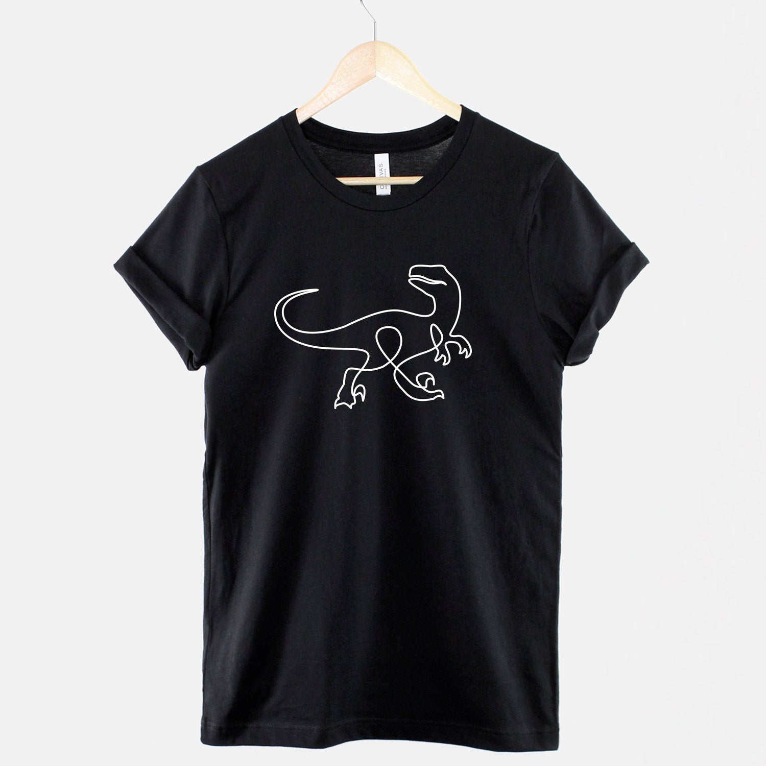 Minimalist Velociraptor T-Shirt: Jurassic Dinosaur Print