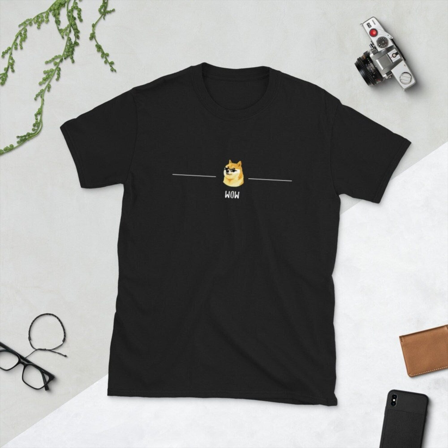 Cool Dog with Sunglasses T-Shirt for Men, DOGE Shirt for Women, Dog Lover Sarcastic Wow Shirt for Teen, Minimalist Dog Lover T-shirt