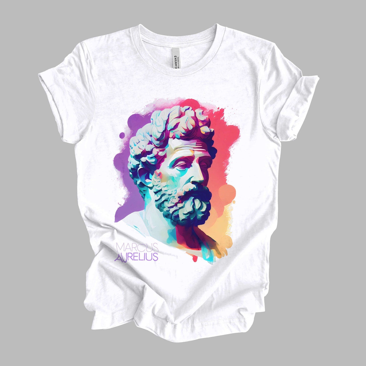Marcus Aurelius Watercolor Minimalist T-Shirt, Philosophy History Gift Unisex Tshirt Shirt