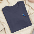 Kingfisher Bird Embroidered T-Shirt, Lightweight Cotton Unisex Fit
