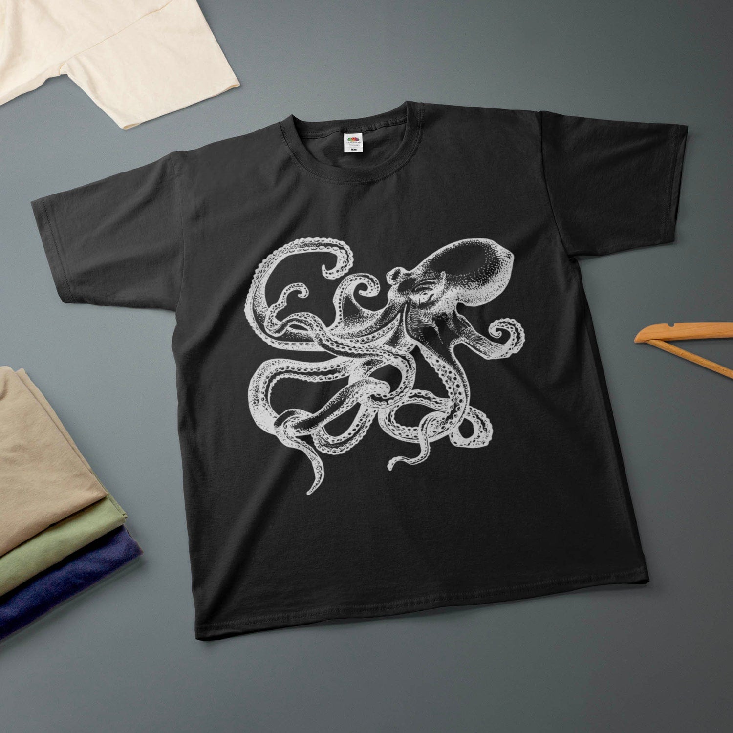 Octopus Ink Drawing Kraken T-Shirt Various Sizes Colours Tee