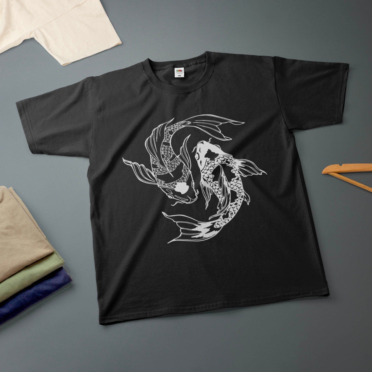 Koi Fish Yin Yang T-Shirt Ink Drawing Various Sizes & Colours Tee