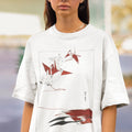 OVERSIZED T-Shirt Japanese Origami Minimalist T Shirt, Unisex Dropshoulder Tee, Asian Streetwear, Ukiyo Graphic TShirt, Woodblock Art Tee