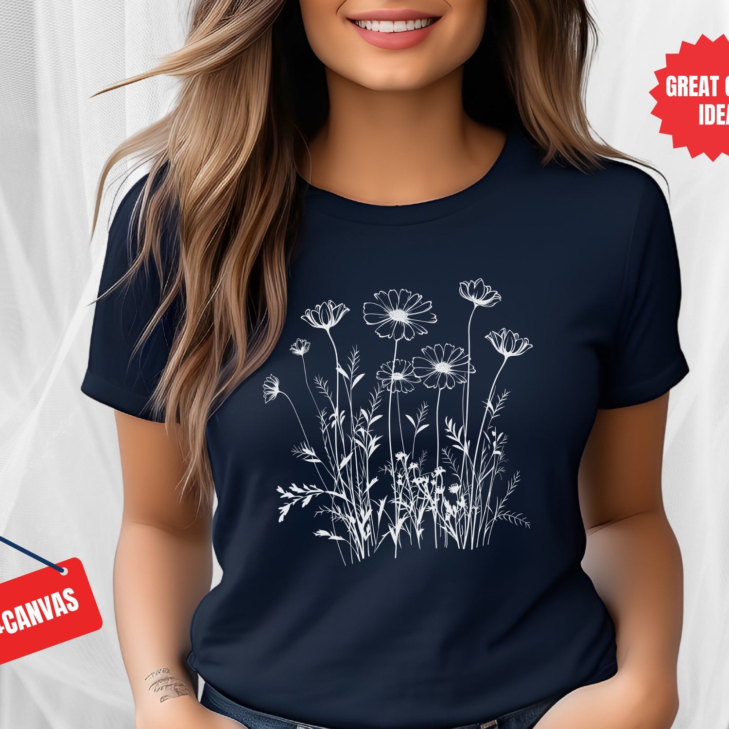 Wildflower Graphic Tee: Minimalist Floral Shirt for Women