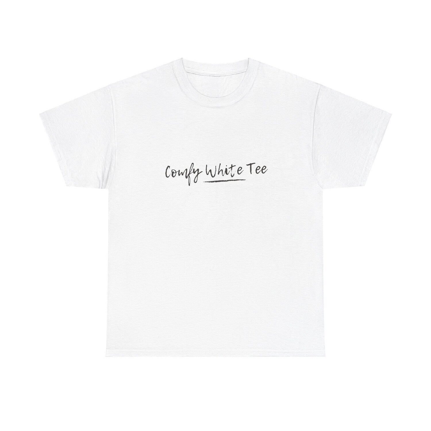 Comfy White Tee, Unisex Heavy Cotton Unique Art Print Minimalist T-shirt, Handmade Gift