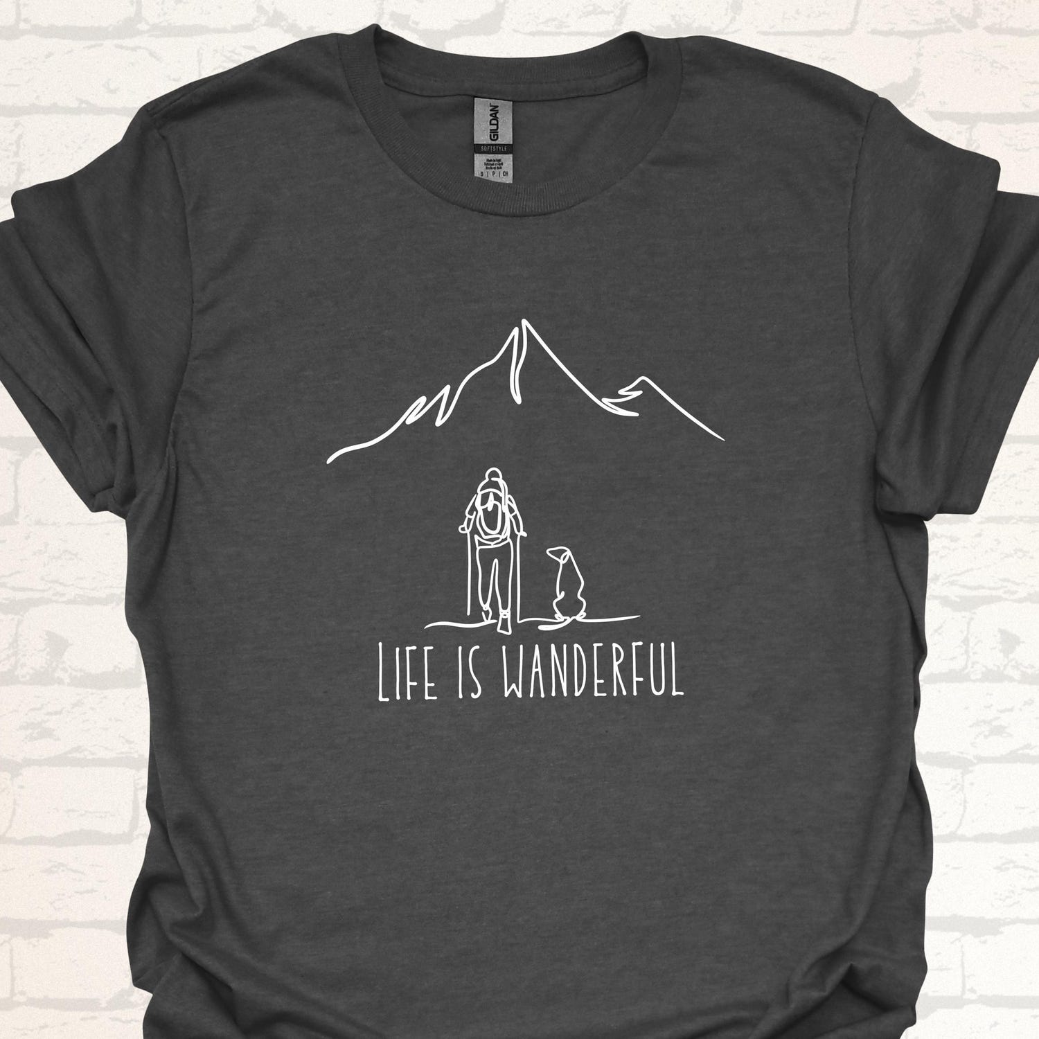 Outdoor T-Shirt Life Is Wanderful | Hiking Dog Lover Shirt | Unisex Wanderlust Design | Gift for Nature Lovers, Dog Owners and Outdoor Fans