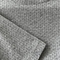 Gray Cotton Embossed Striped Basic T-Shirt
