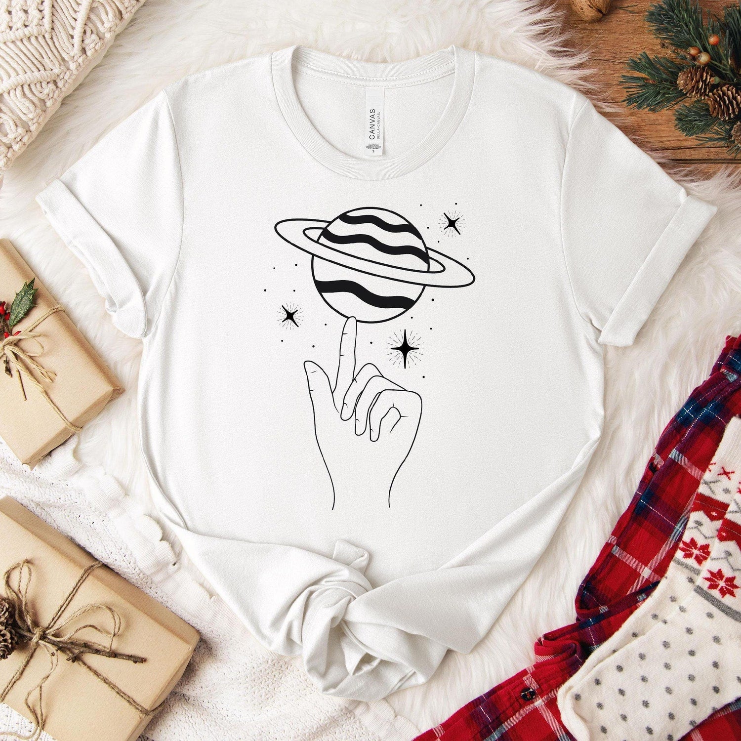 Saturn Graphic T-Shirt, Minimalist Space Design