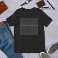 Minimalist Green Line on Black Square T-Shirt, Simple Graphic Tee, Unisex Gift for Men Women, Modern Design Shirt