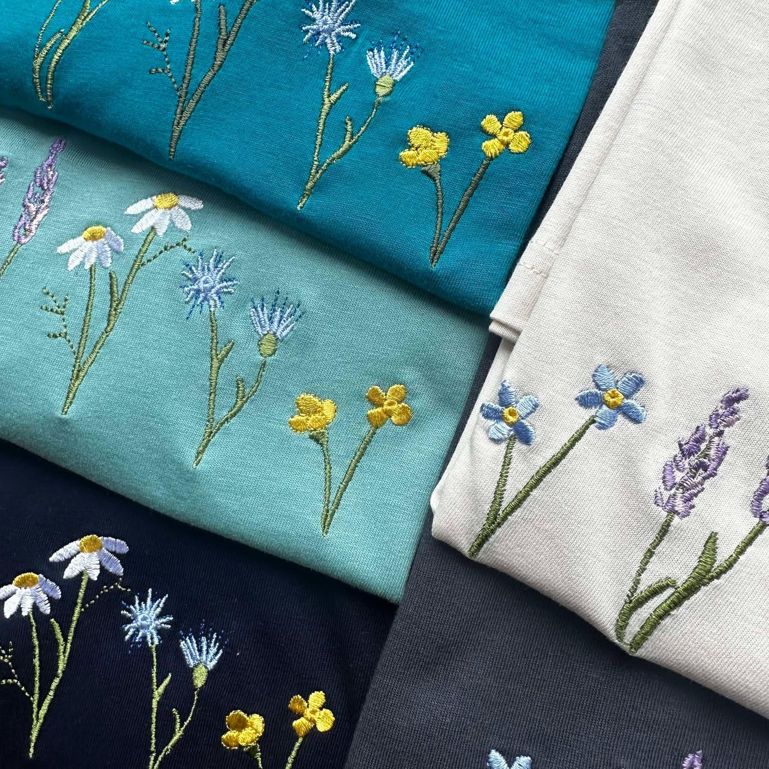 Wildflowers - Embroidered Organic Cotton Unisex T-shirt