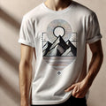 Minimalist Mountain T-Shirt, Aesthetic Line Art Graphic Tee, Nature-Inspired Shirt, Unisex Casual T-Shirt