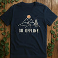 Go Offline T-Shirt, Minimalist Mountain Graphic, Unisex Adventure Tee