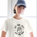 Peeking Cat Minimalist T-Shirt, Hand Drawn Cute Cat Graphic Tee for Cozy Aesthetic Lovers, Women’s crop top