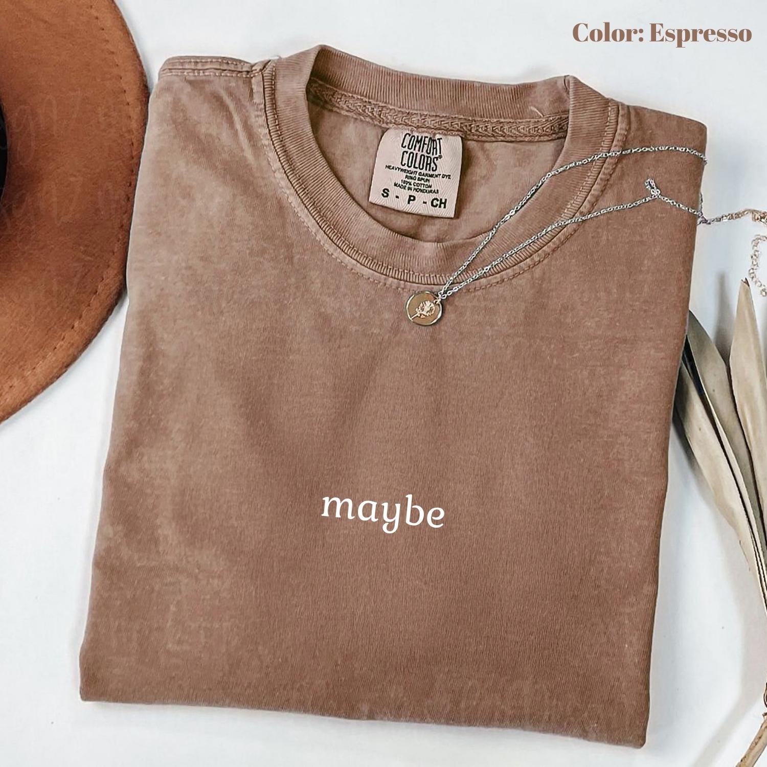 Comfort Colors Maybe Minimalist T-Shirt, Soft Aesthetic Tee, Simple Typography Shirt, Neutral Casual Outfit, Funny Subtle Gift.