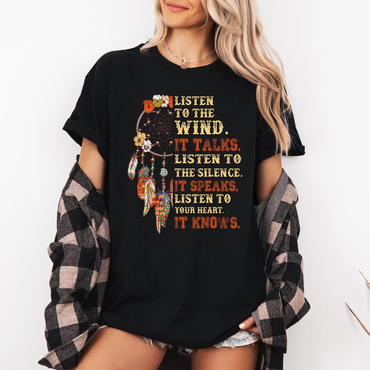 Listen To The Wind It Talks Listen To The Silence It Speaks Shirt, Inspirational Nature Lover Peaceful Graphic Shirt