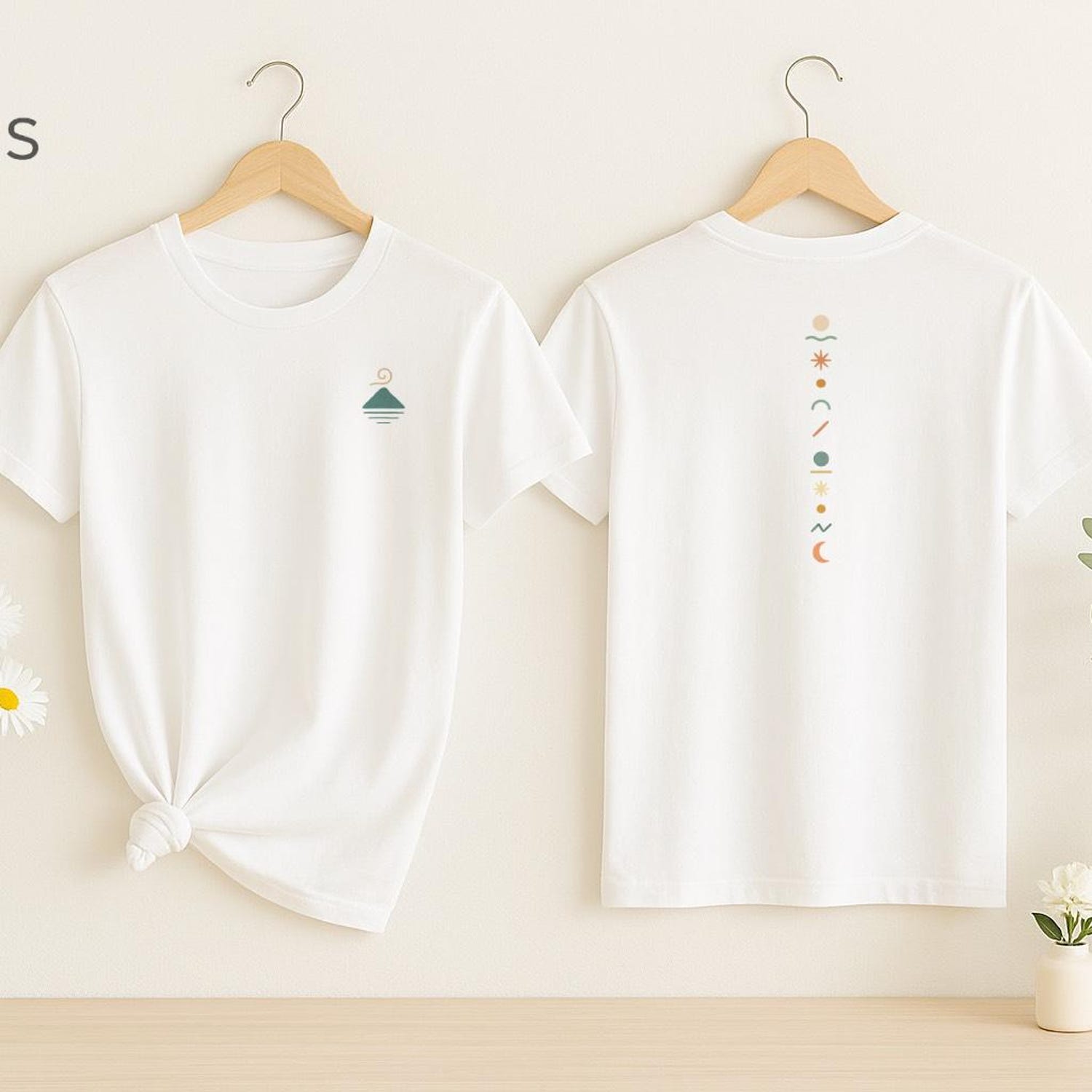 Minimalist T-Shirt -symbol of a mountain - 100% Cotton - Soft Ethical Ventus Brand