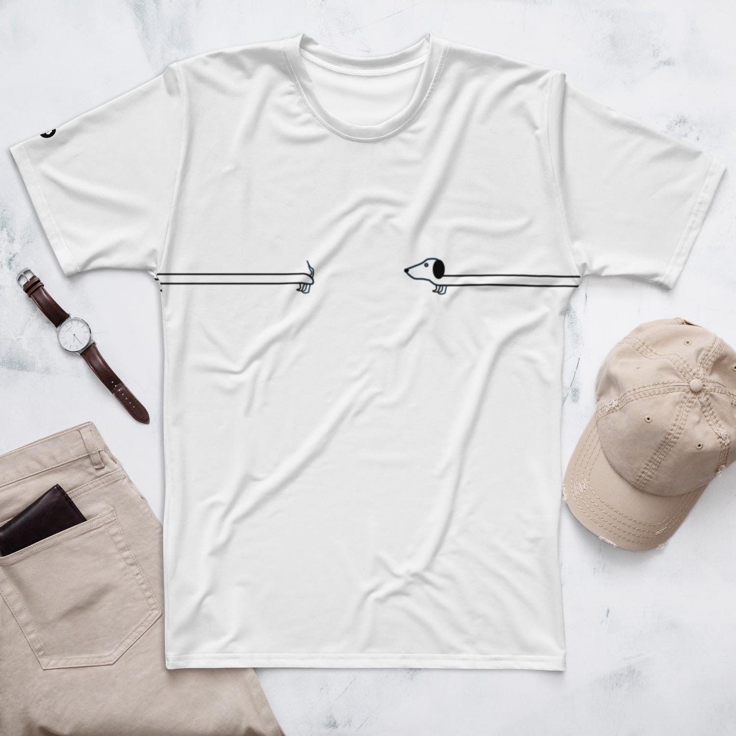 Dachshund T-Shirt, Minimalist Line Art, Sausage Dog Tee
