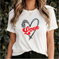 Love Minimalist T-Shirt Romantic Graphic Tee, Cute Valentine Gift For Couples, Wedding Anniversary Outfit Simple Heart Design Casual Apparel