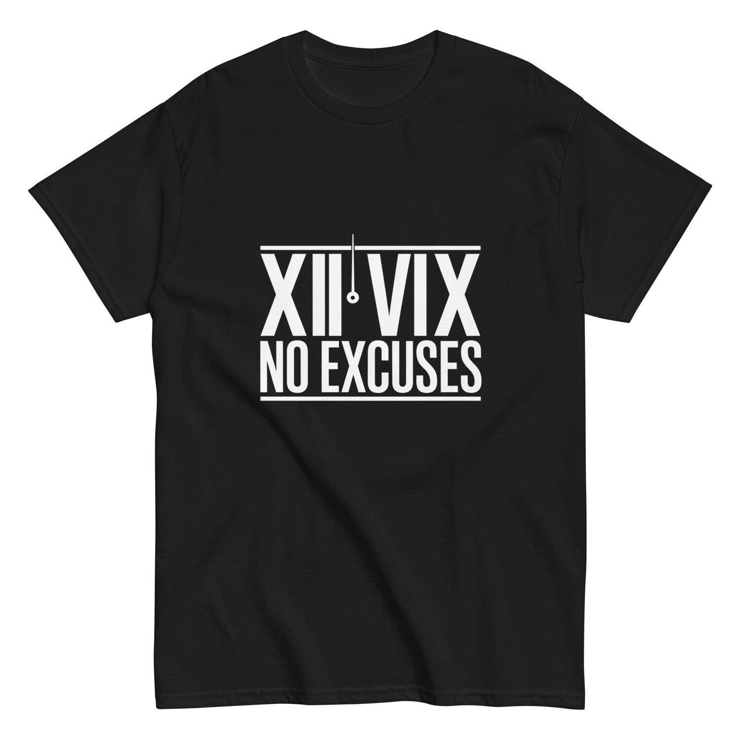 Motivational Men's Minimalist T-Shirt - No Excuses Roman Numeral Design - Athletic Casual Fitness Tee