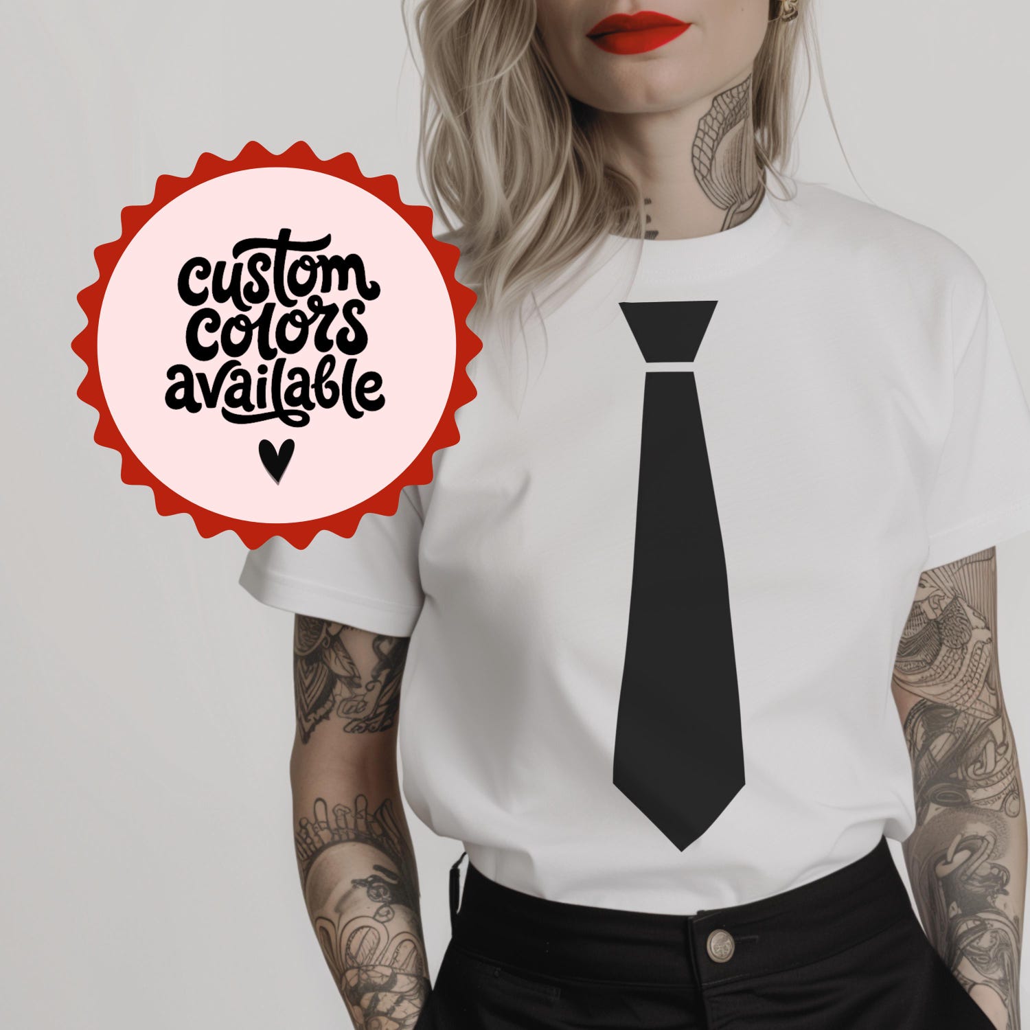Custom Faux Black Neck Tie Minimalist T-Shirt: Modern Costume Shirt