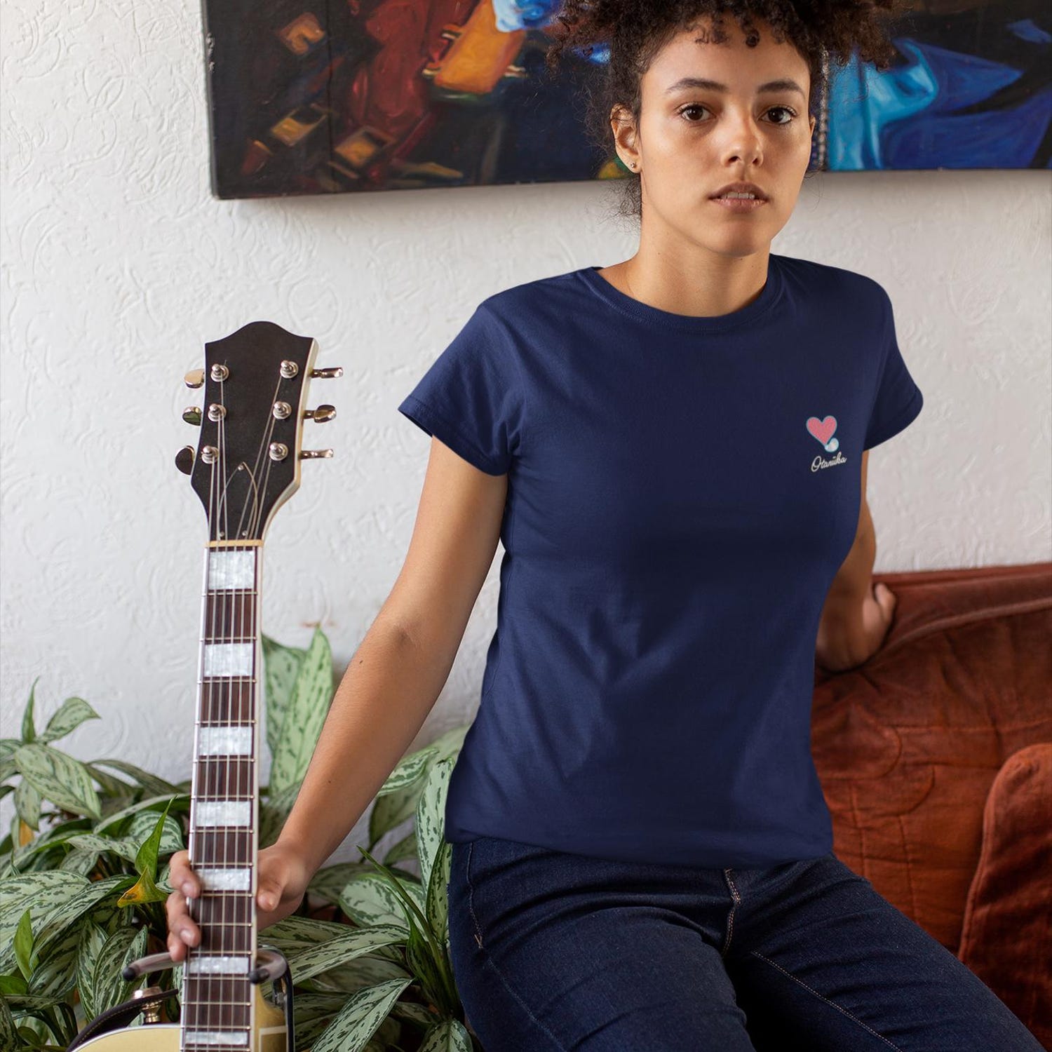 Women's minimalist T-Shirt, Heart Tail design, short sleeve, soft cotton, casual top, gift for teen or her, throw-on outfit