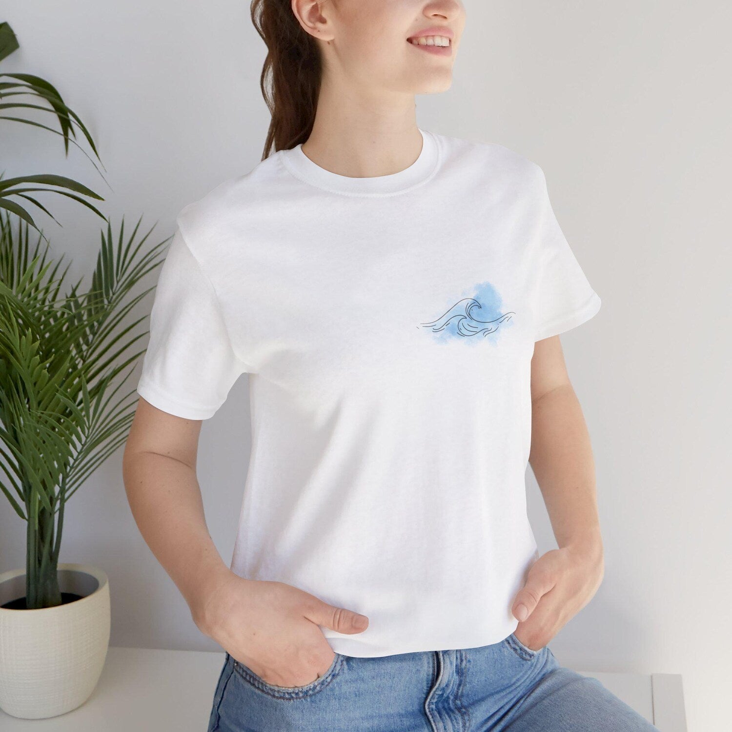 Ocean Wave Line Art Tee, Minimalist Beach Shirt, Coastal Gift for Ocean Lovers