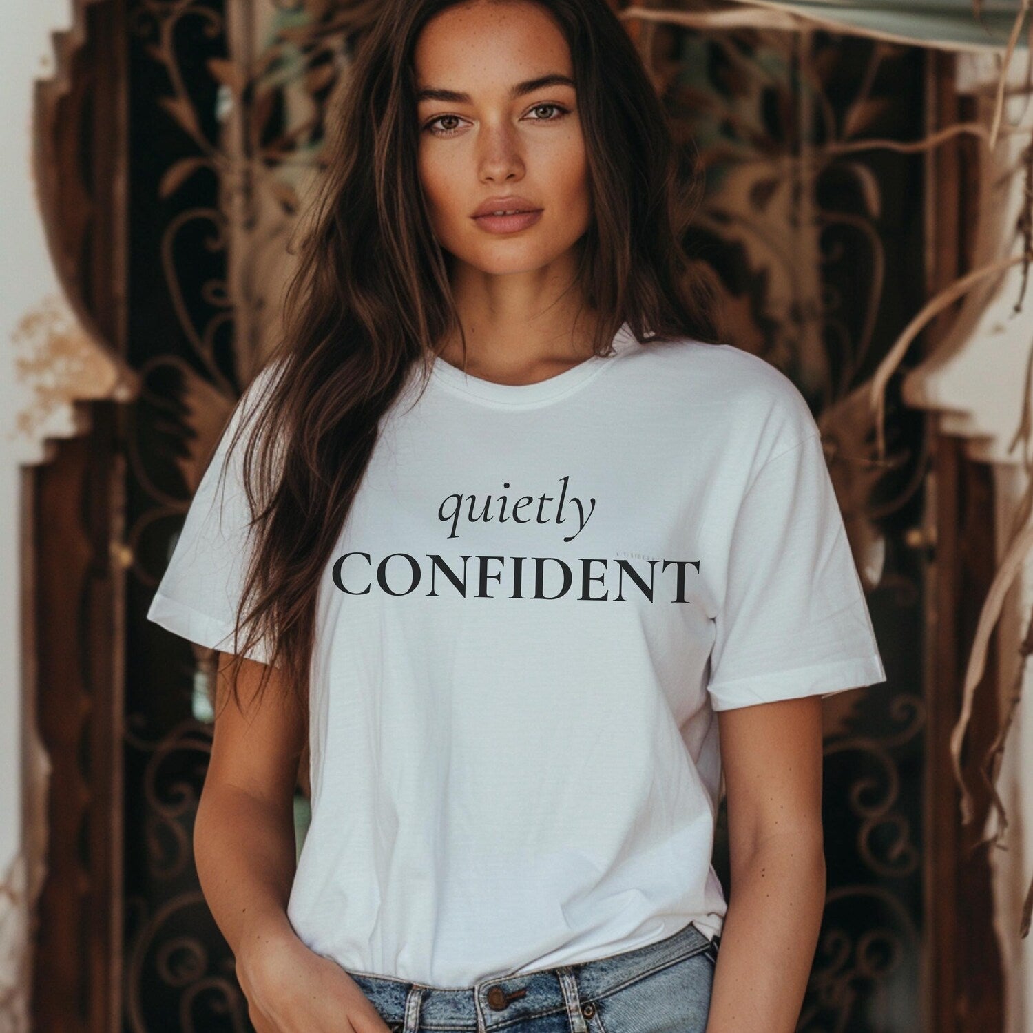 Quietly Confident T-Shirt | Minimalist Inspirational Tee | Positive Quote Shirt | Elegant Typography Graphic Tee Unisex