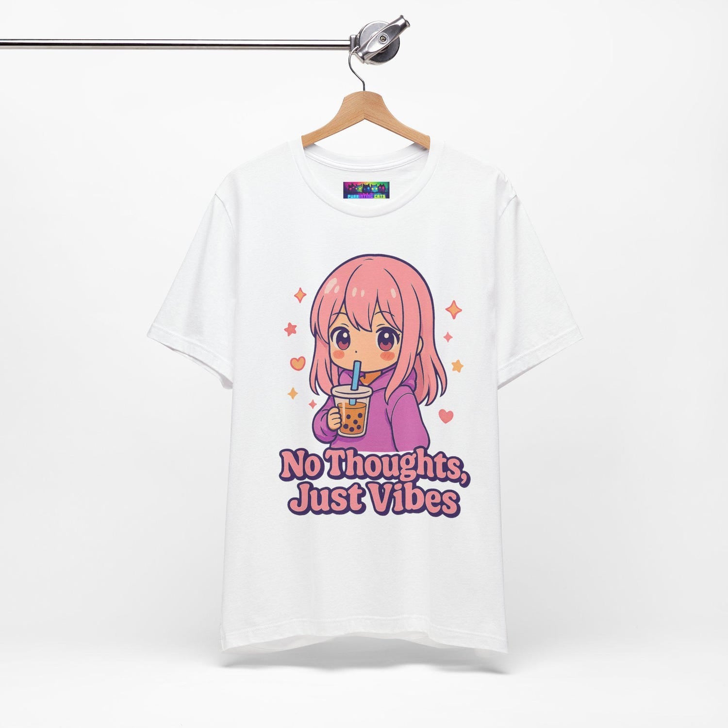 No Thoughts Just Vibes - Graphic Tee Shirt, Minimalist T-shirt, Positive Vibes No Mind Chill Outfit Top