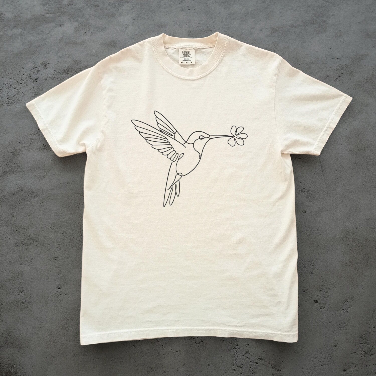 Minimalist Hummingbird Shirt, Line Art Bird Tee, Nature Lover Gift, Simple Floral Graphic Shirt, Modern Boho Hummingbird Top