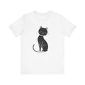 Minimalist Black Cat T-Shirt Cute Line Art Kitty Tee for Cat Lovers, Simple Modern Design　Unisex Jersey Short Sleeve Tee