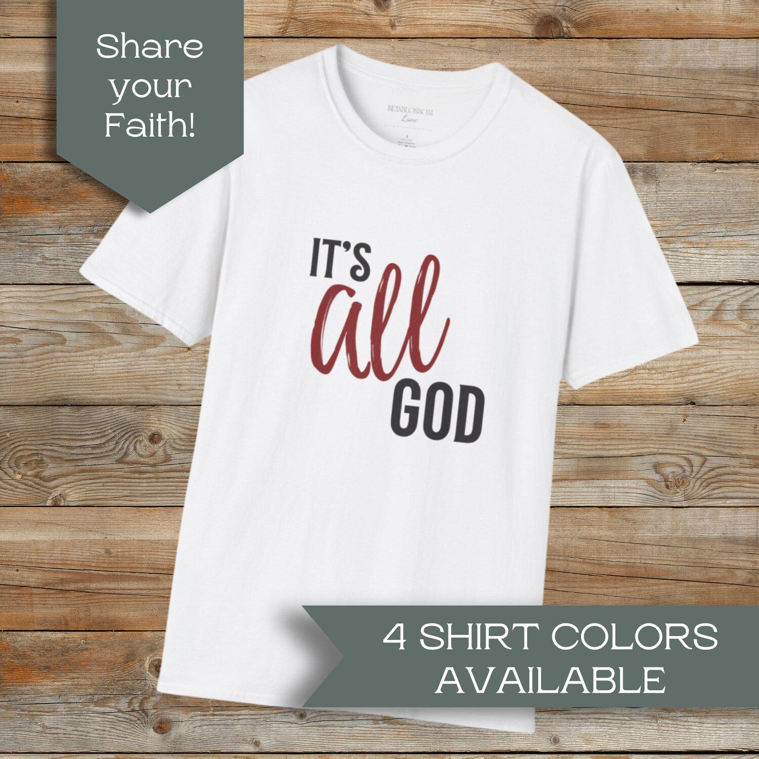 It's All God Adult T-shirt, Christian Quote Shirt, Religious Man Woman Faith Tee Friend Gift, Minimalist T-shirt