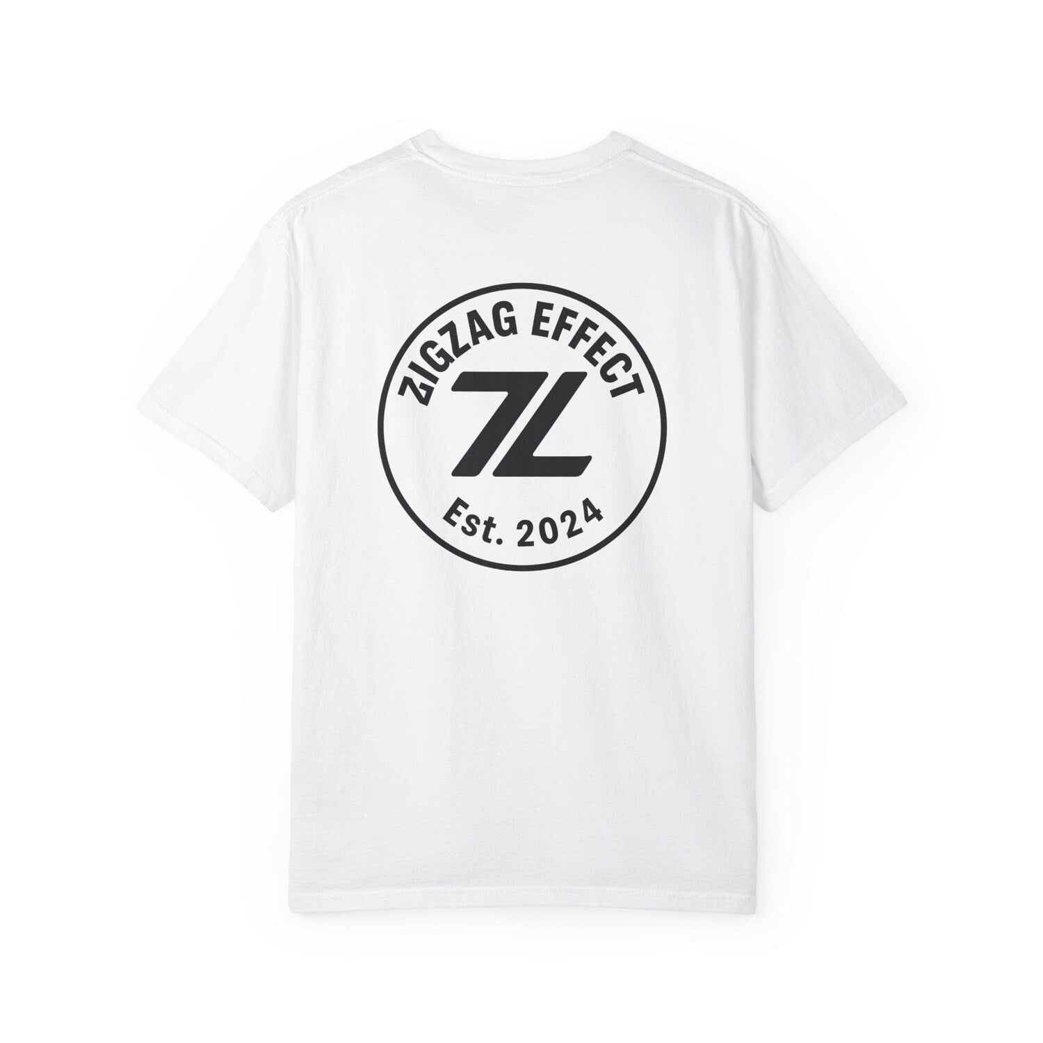 ZigZag Effect Tee | Minimal Streetwear T-Shirt | Logo Chest & Circle Back Print | Unisex Comfort Colors 1717