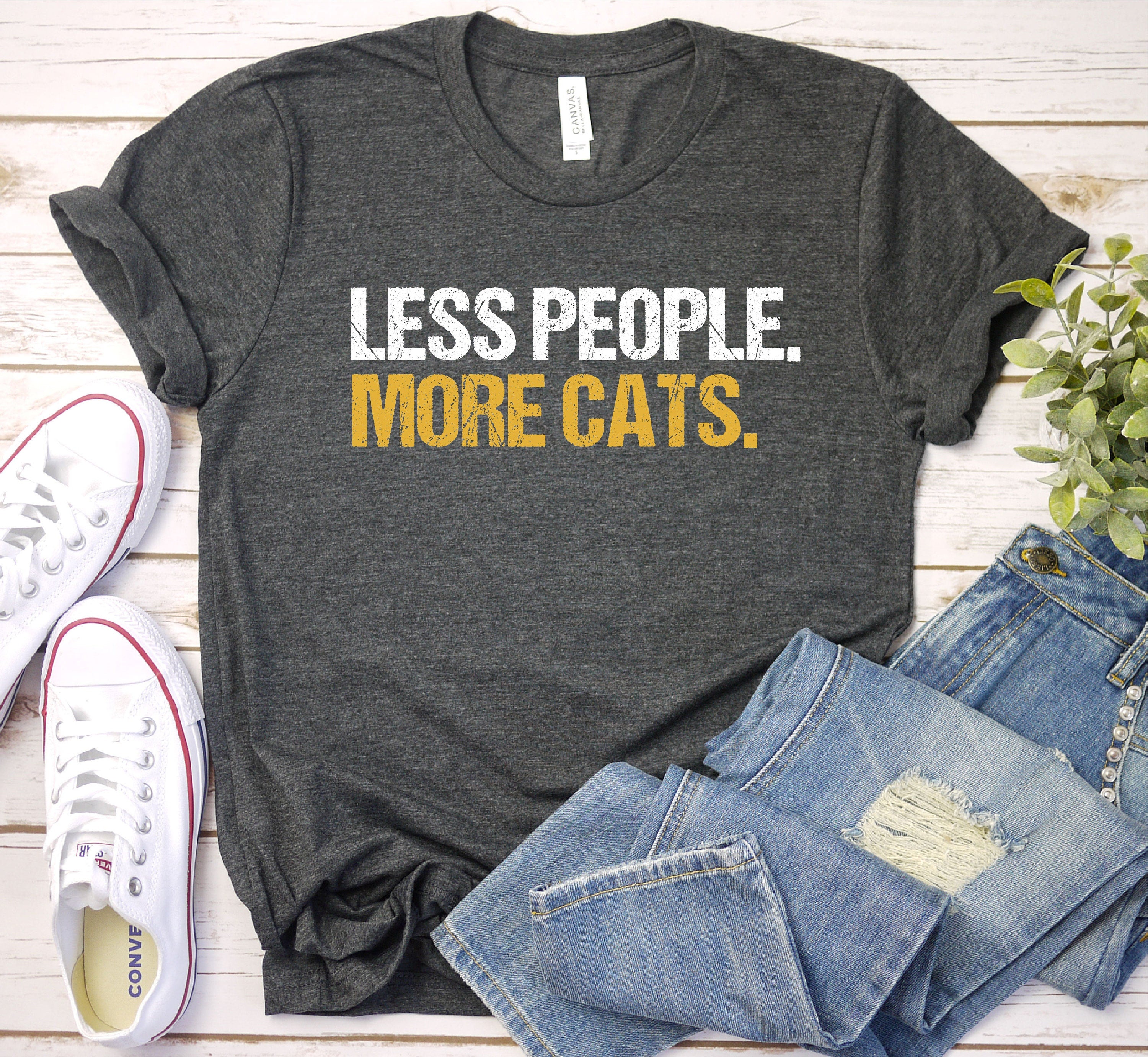 Cat Dad Gift Less People More Cats Fathers Day Gift For Men Funny Shirt Men Cat Shirt Funny Cat Dad Shirt Cat Lover Gift Cat Mom Gift Graphic Tee – Bold Style · Great Gift For Fans