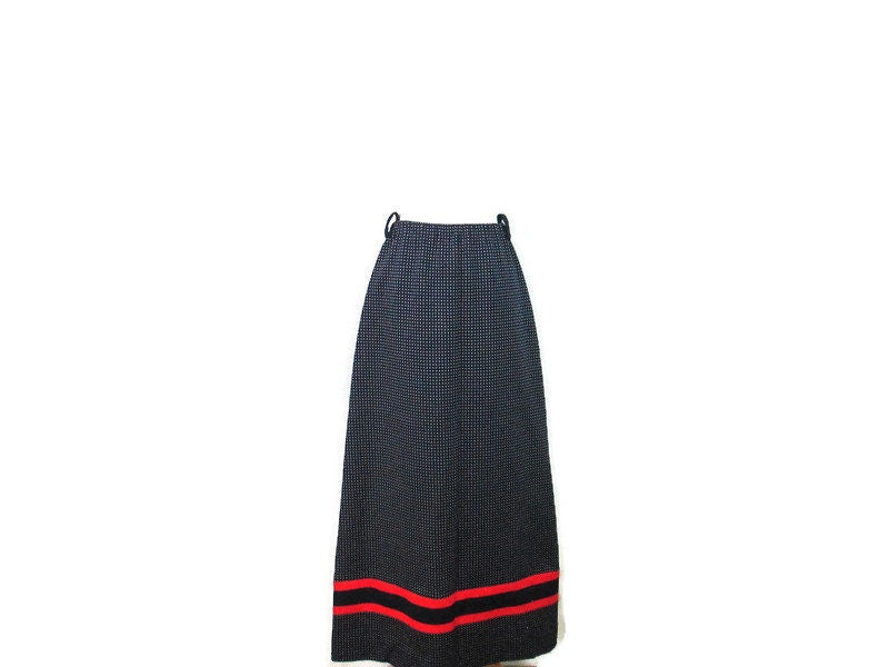197039s Polyester Elastic Waist Size 12 Women39s Maxi Skirt Vintage Navy Red White Long A Line Retro James Kenrob for Dalton Skirt Graphic Tee – Warm & Stylish · Perfect For Daily Wear