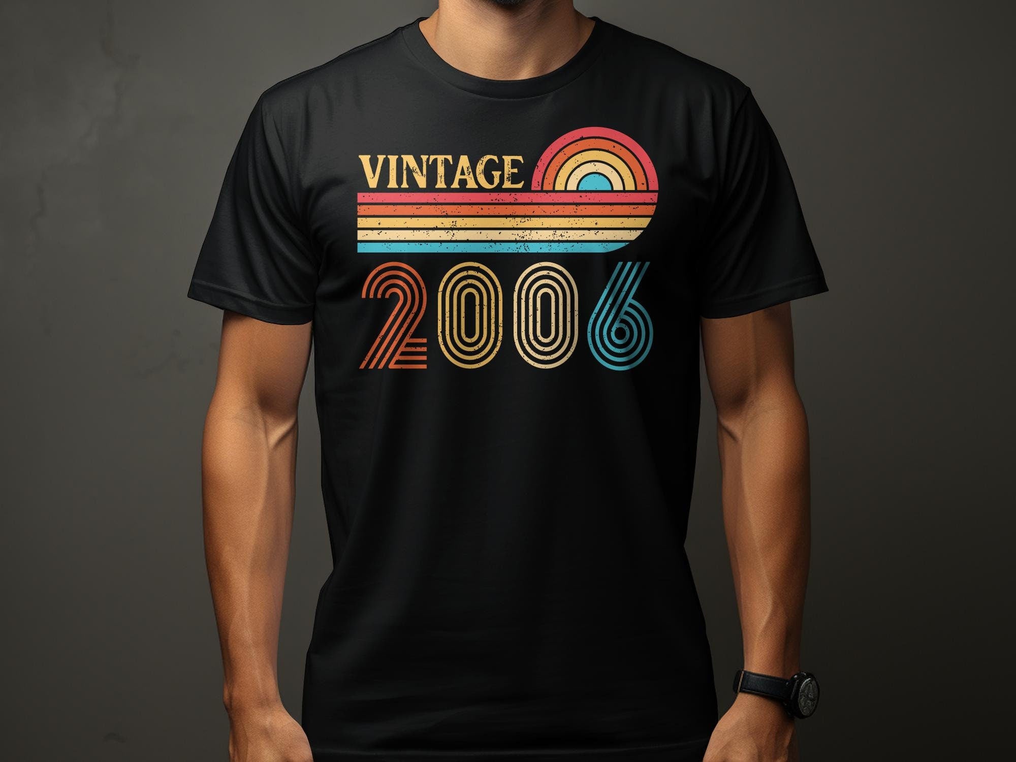 18th Birthday Retro Vintage 2006 Rainbow Striped Graphic TShirt Unisex Tee Casual Birthday Gift Graphic Tee – Easygoing Wear · Trending Graphic Apparel