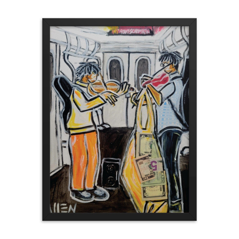 18x24 Train Violin Painting Print Violinist Painting Framed poster Graphic Tee – Easygoing Wear · High-Quality Print