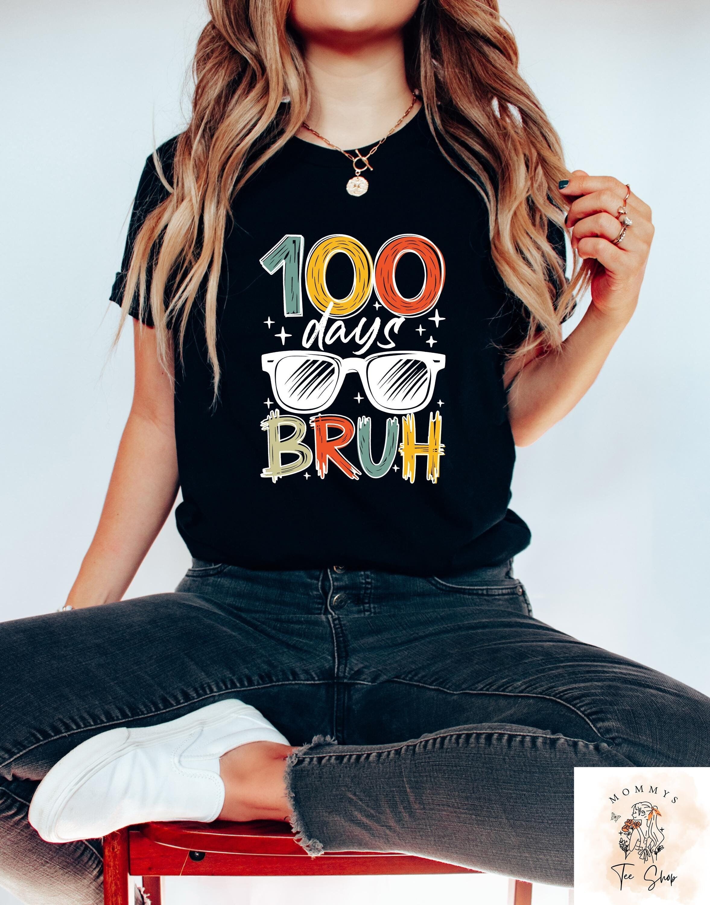 100 Days of School Shirt 100 Days Bruh Teacher Shirt 100th Day Of School Celebration Funny Teacher ShirtBack to School ShirtTeacher Tee Graphic Tee – Easygoing Wear · Great Gift For Fans