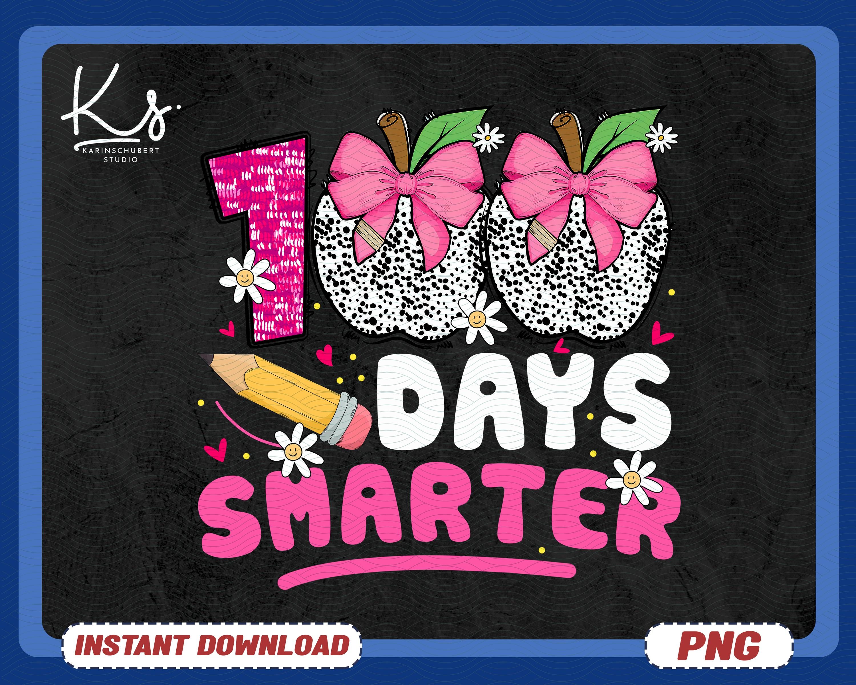 100 Days Smarter Png 100 Days Of School Png Little Miss 100 Days Smarter Png 100 Days Smarter Png Teacher Design School Png For Girls Graphic Tee – Aesthetic Look · Top Pick For Any Outfit