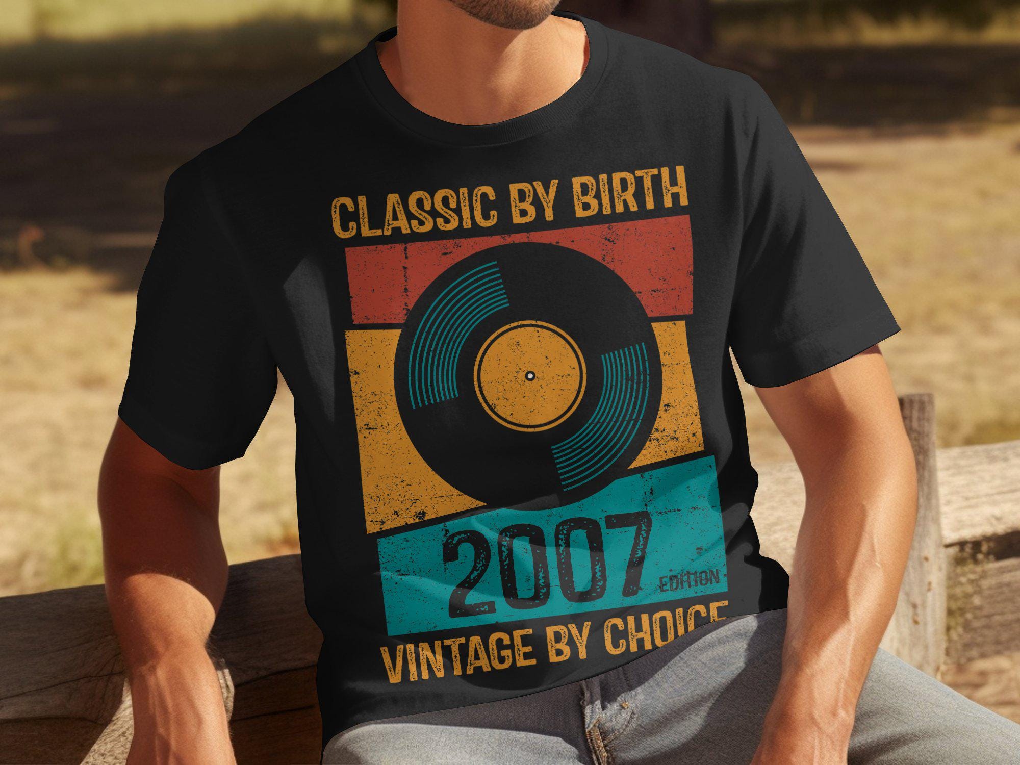 18th Birthday Gifts 2007 Vintage Vinyl Record Music Design TShirt Digital Era Birthday Gift for Men Classic 2000s Style 18 Years Old Tee Graphic Tee – Easygoing Wear · Top Pick For Any Outfit
