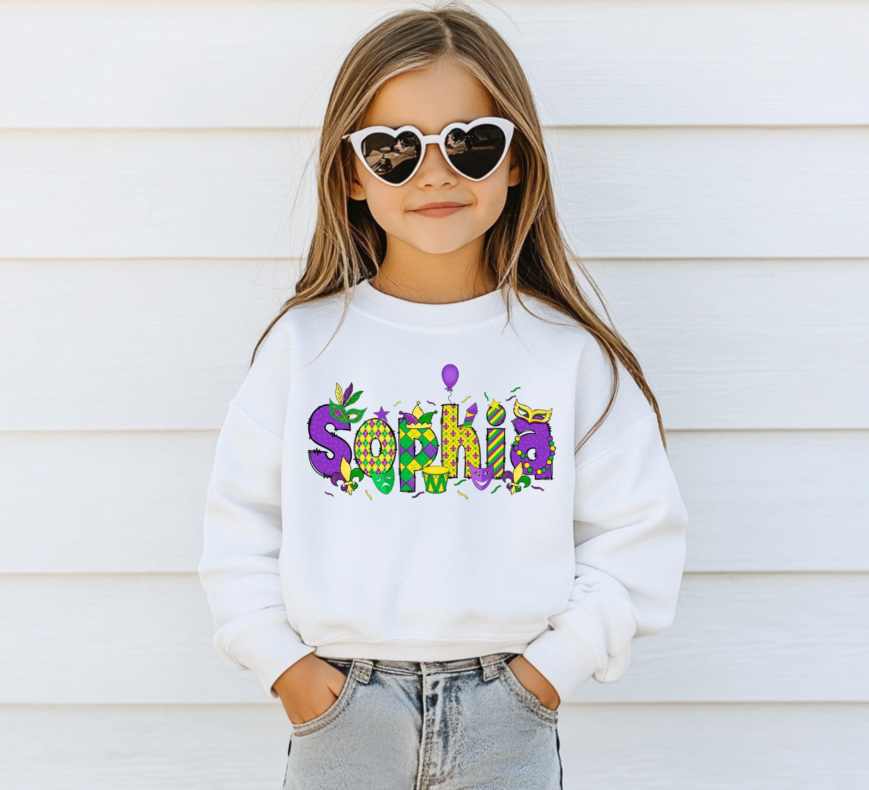 Personalized Mardi Gras Kids Sweatshirt Custom Mardi Gras Kids Shirt Boys Girls Kids Toddler Mardi Gras Youth Mardi Gras Tee Shirt Sweatshirt – Soft Feel · Great Gift For Fans