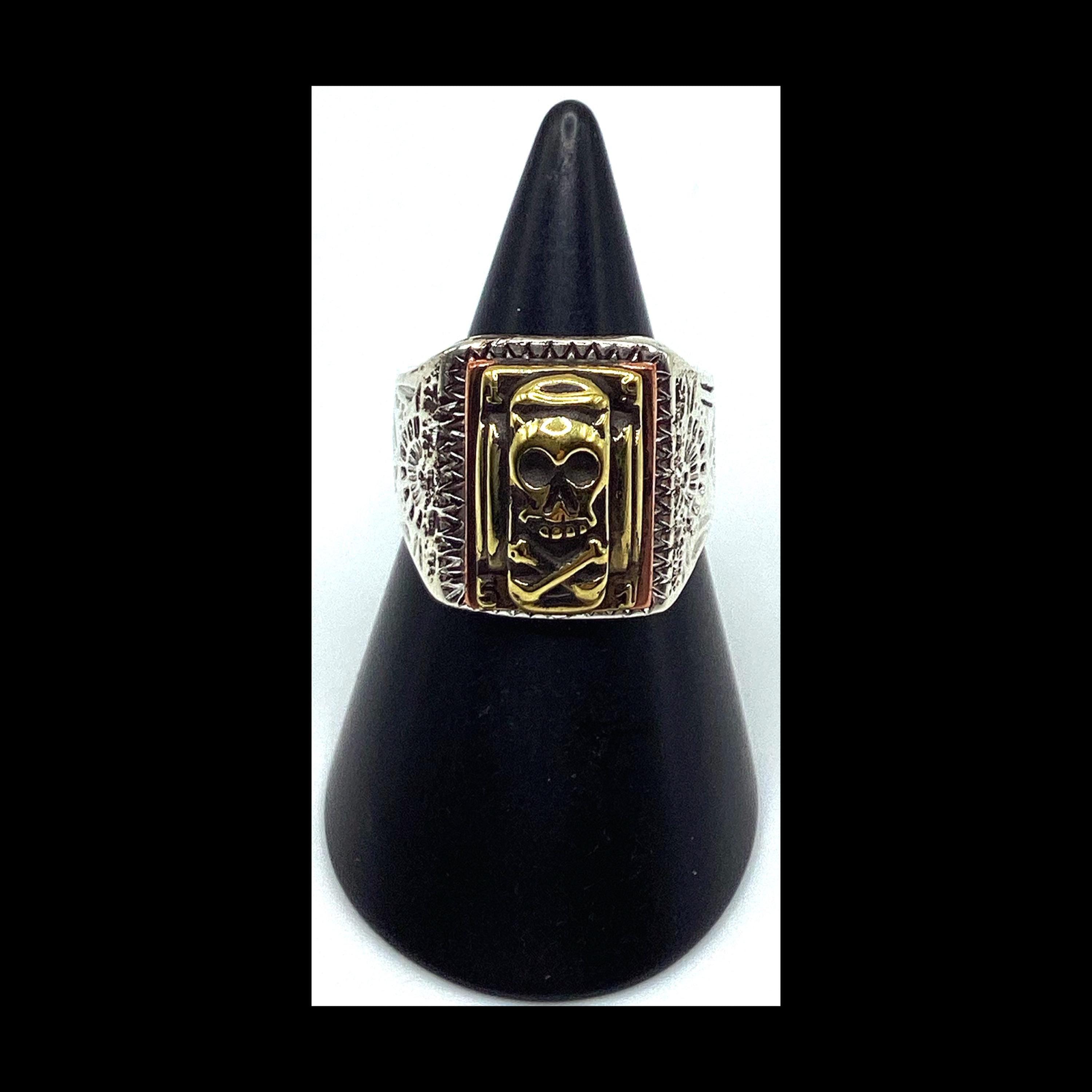 194039s5039s vintage inspired biker novelty rectangle shape quotSkull and Crossbonesquot design ring by SWS of London Jewelry Graphic Tee – Soft Feel · Must-Have Style