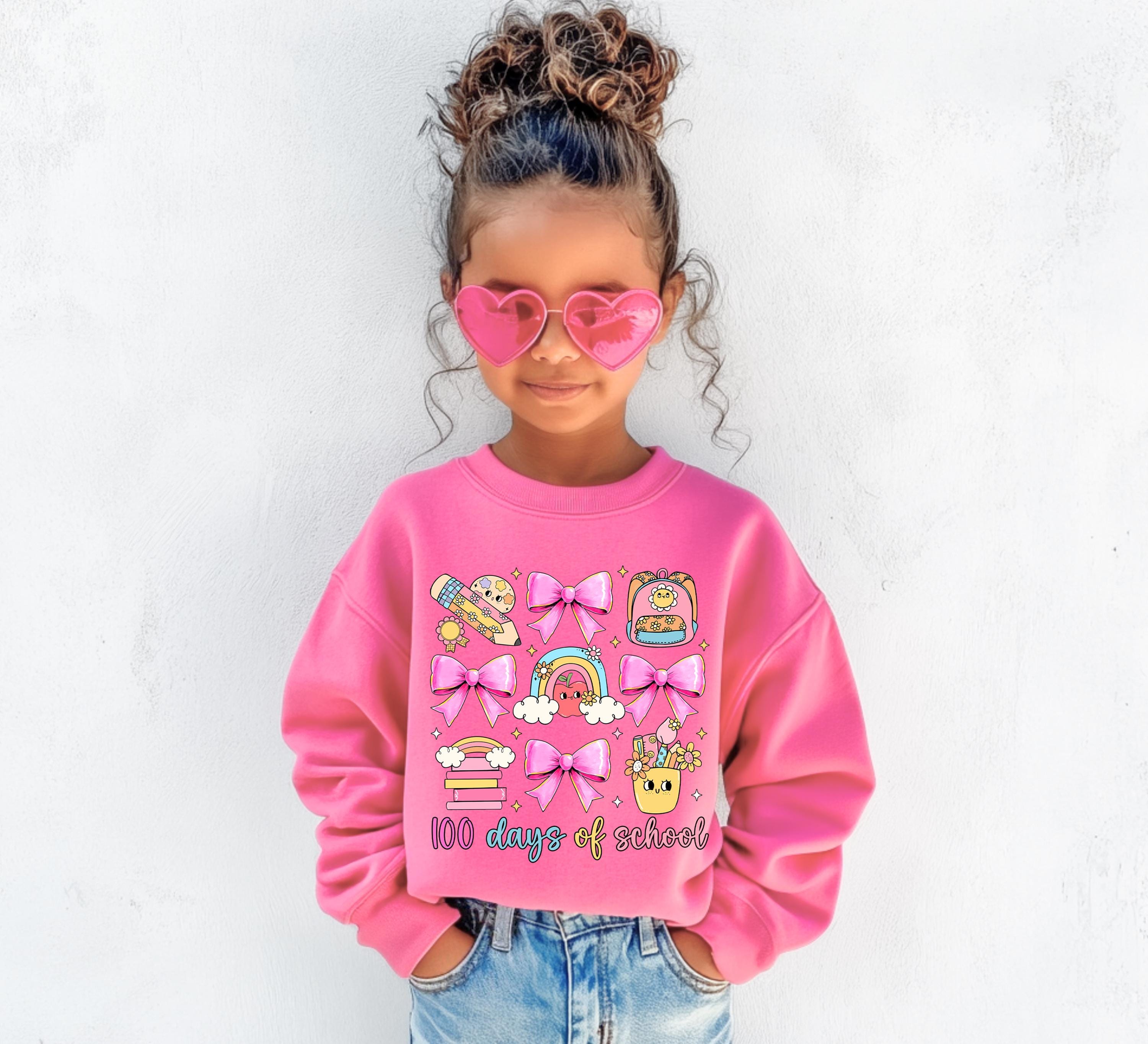 100 Days of School Coquette Kids Sweatshirt 100 Days Of School Shirt Cute One Hundredth Day Schooling Shirt Back to School Shirt Sweatshirt – Aesthetic Look · High-Quality Print