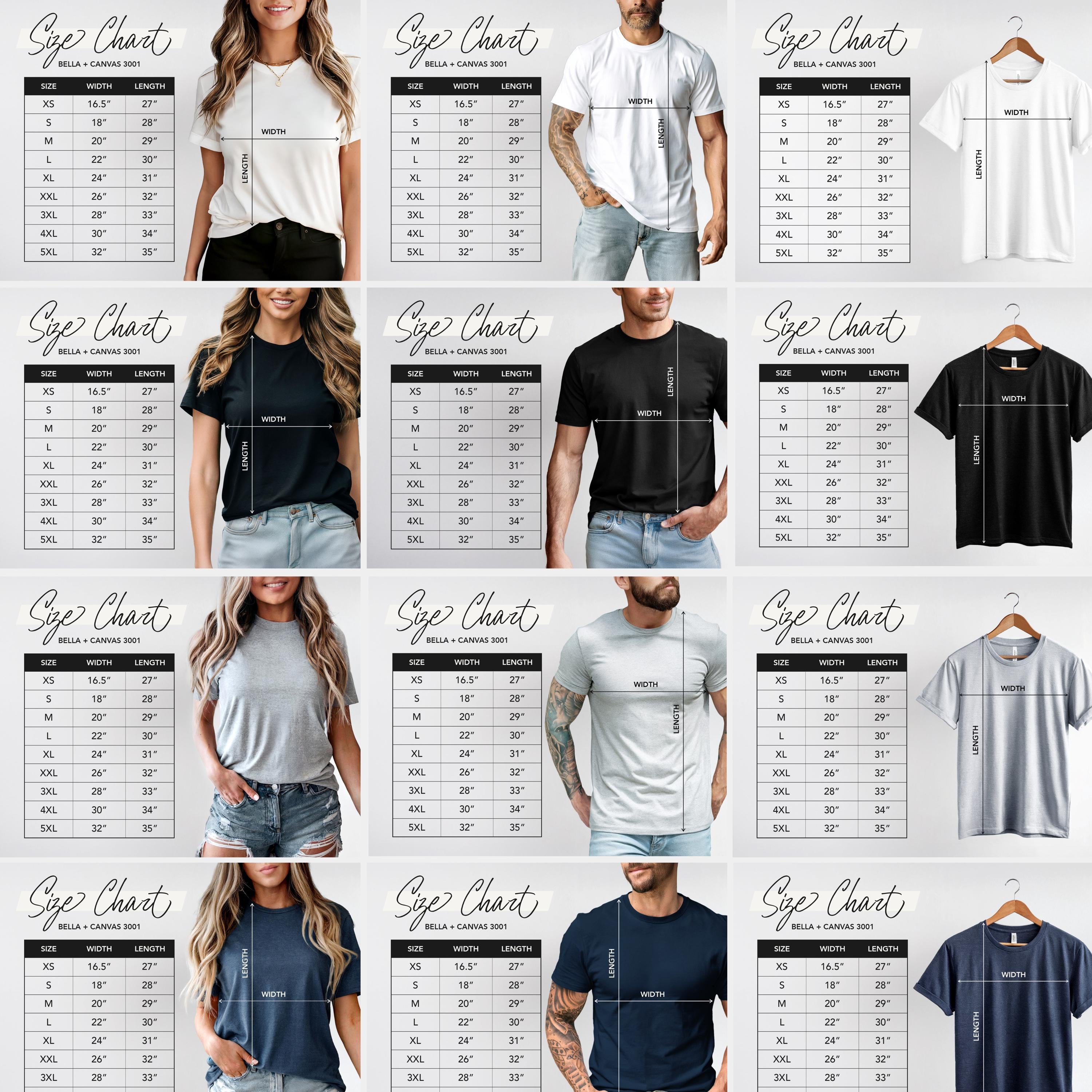 12 Bella Canvas 3001 Size Chart Bundle Shirt Sizing Chart Bella Canvas 3001 Bundle Jersey T Shirt Measurement Chart Size Chart Bundle Jersey – Feel-Good Design · Perfect For Daily Wear