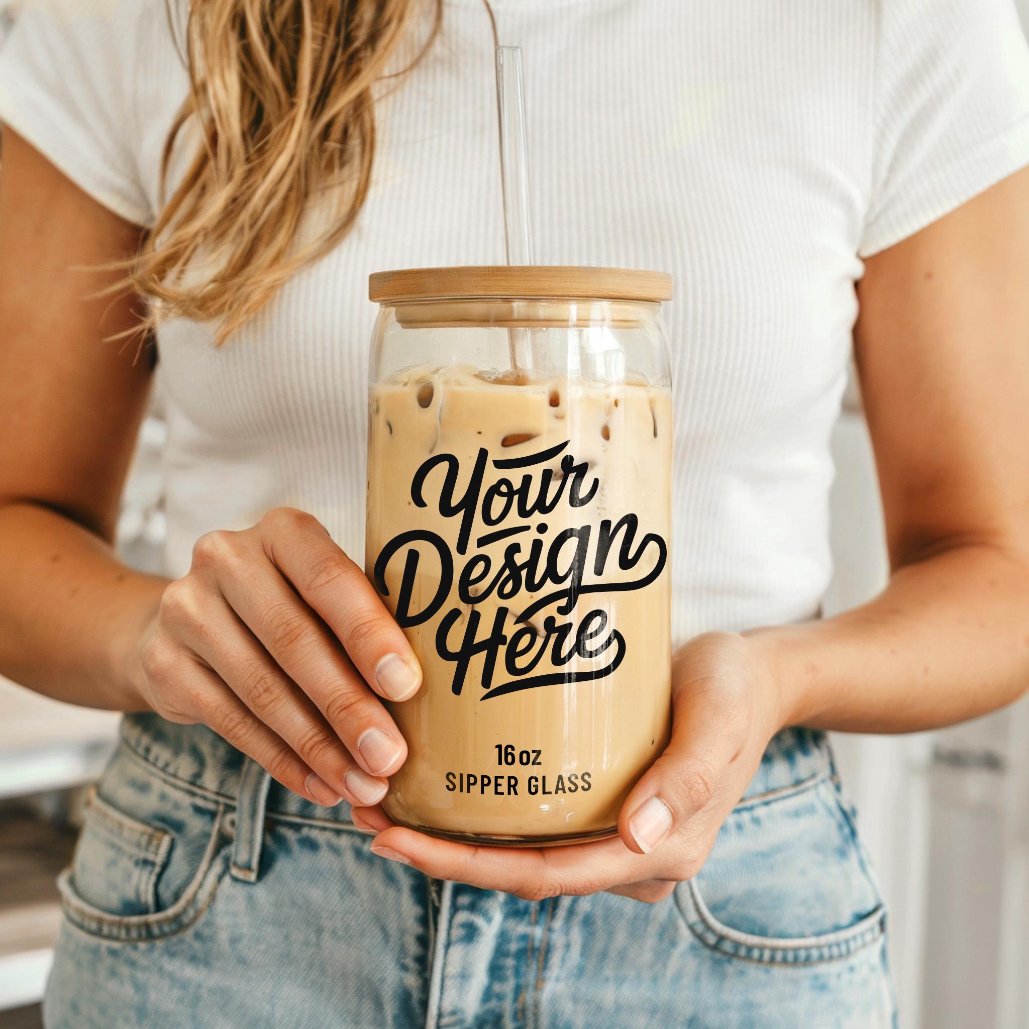 16oz Sipper Glass Can Mockup 16oz Glass Beer Can Mockup Boho POD 16 oz Libbery Sipper Glass Tumbler Can Template Glass Gift Mockup Graphic Tee – Bold Style · Great Gift For Fans