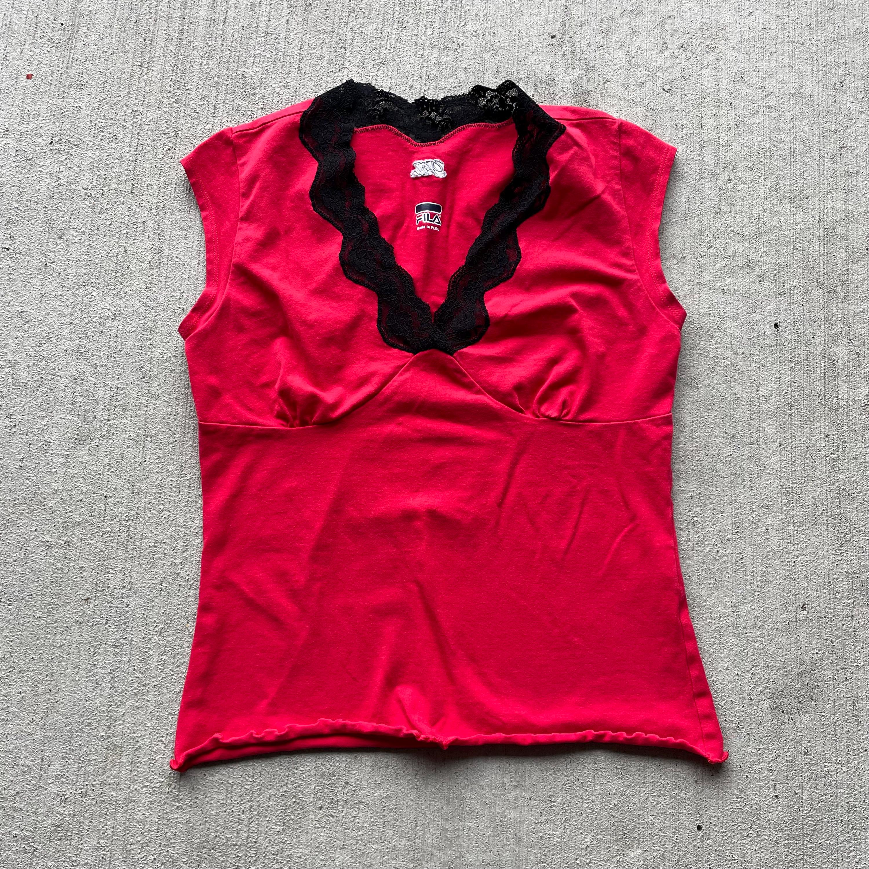 0039s vintage y2k red black lace FILA tank top size s small Tank Top – Bold Style · Must-Have Style