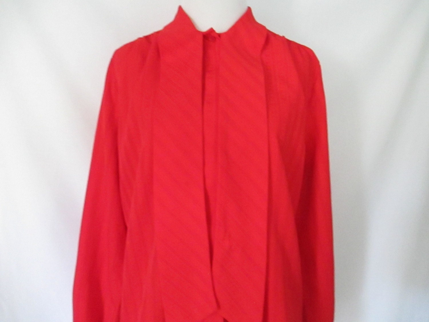197039s Red Blouse Vintage Silky Ascot Neckline Scarlet Bombshell Glam Secretary Blouse Graphic Tee – Feel-Good Design · Top Pick For Any Outfit