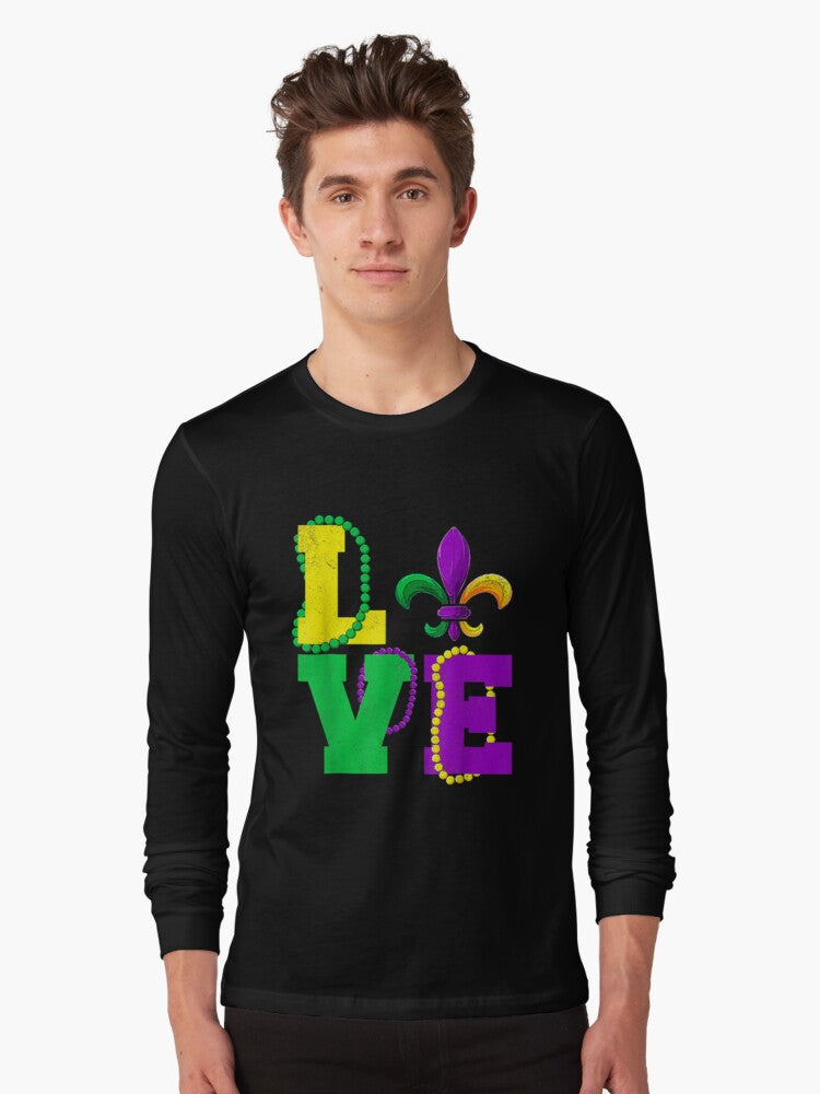 I Love Mardi Gras Mardi Gras Fleur De Lis Men Women Long Sleeve T Shirt T Shirt Minimal Style
