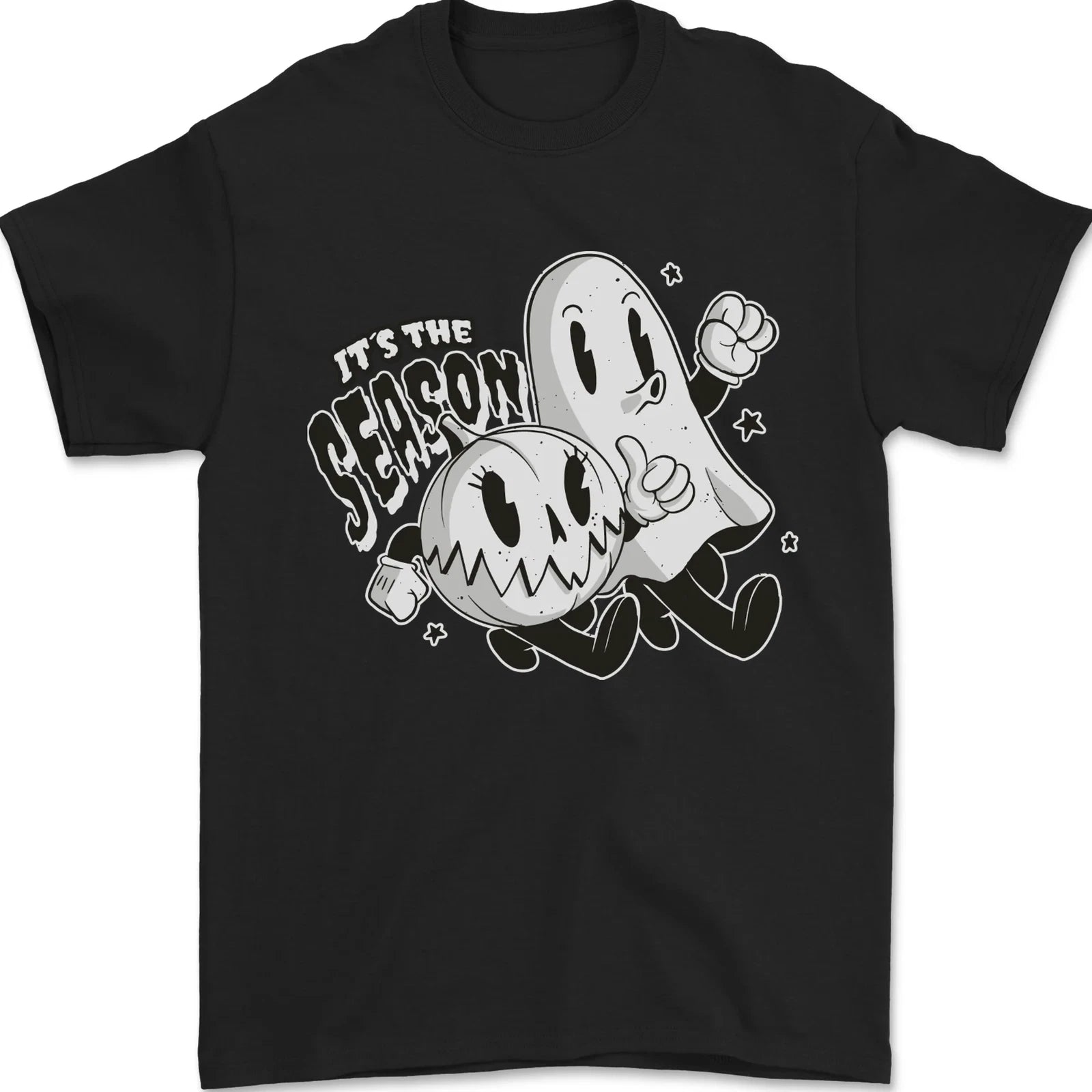 It's The Season Halloween Ghost &amp; Pumpkin Mens T-shirt 100% Cotton