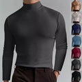 Mens High Neck Solid Slim Fit T-shirt Tops Grandad Long Sleeve Casual Shirts Tee